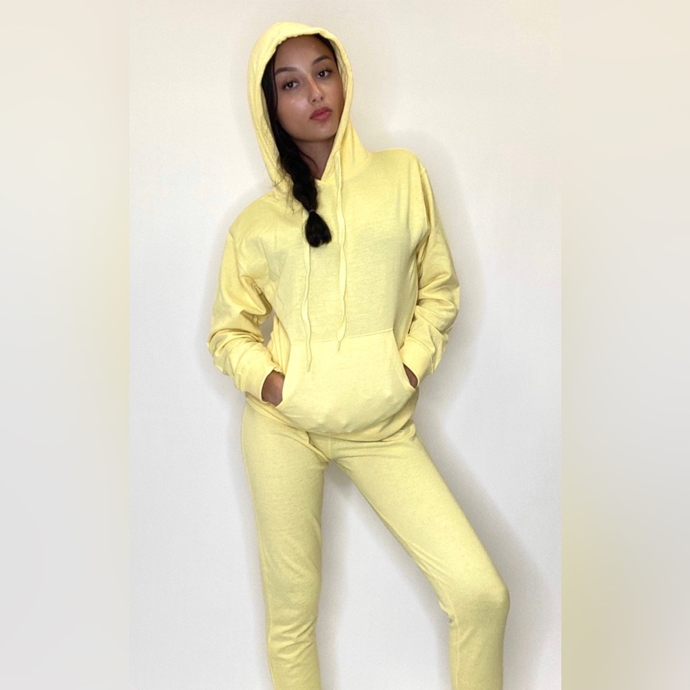 Yellow Tracksuit Women Hoodie Tracksuit Pants Sets Active Casual Activewear